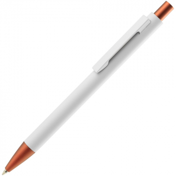 Ручка шариковая Chromatic White, белая с оранжевым
