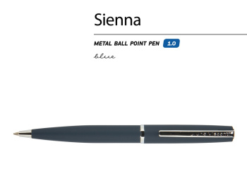 Ручка "Sienna" шариковая  автоматическая, синий металлический корпус soft-touch, 1.0 мм, синяя