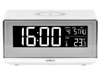 Часы с беспроводным зарядным устройством Rombica Timebox 2, белый