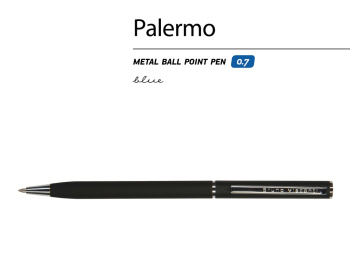 Ручка шариковая автоматическая BrunoVisconti® "PALERMO" цвет корпуса черный, soft-touch, 0.7 мм