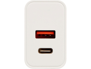 Сетевое зарядное устройство c выходами USB-A и USB-C «Recharger Pro», быстрая зарядка QC/PD, 30 Вт, белый