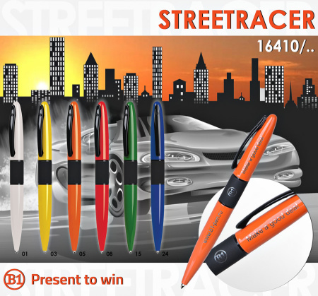 STREETRACER, ручка шариковая, красный/черный, металл