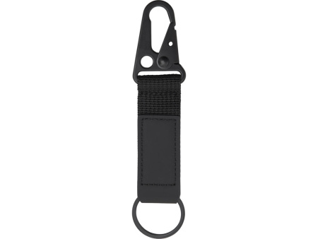 Брелок-ремувка "Carabinier" из ткани с вставкой из экокожи и карабином, черный