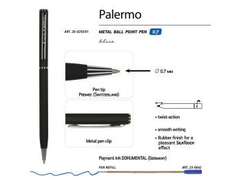 Ручка шариковая автоматическая BrunoVisconti® "PALERMO" цвет корпуса черный, soft-touch, 0.7 мм